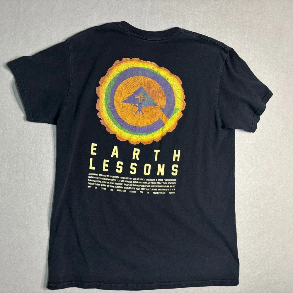 LRG Earth Lessons Graphic T-Shirt Men's Medium Black 100% Cotton - Picture 13 of 16